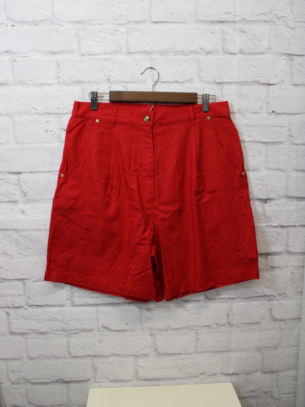 Vintage Westbound Red Linen Blend Shorts Boxy Vibrant Summer Colorful Comfort